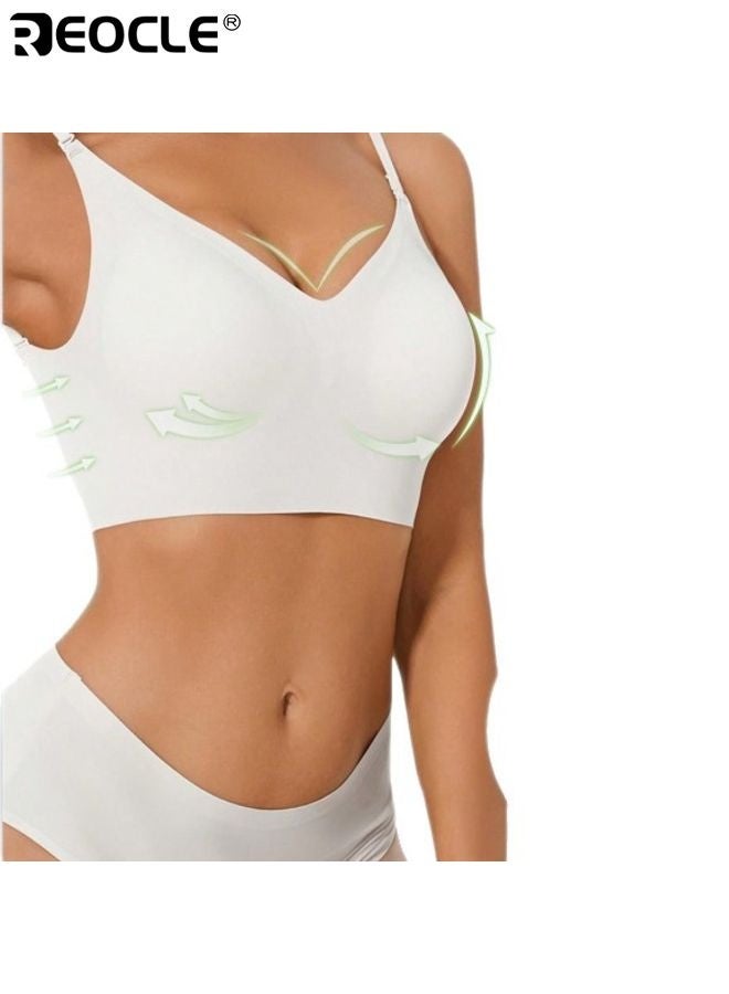 REOCLE Women's Adhesive Backless Bra with Deep V Plunge and Push Up Support Strapless Invisible Underwear with Low Back Design for Formal Dresses - Image 4