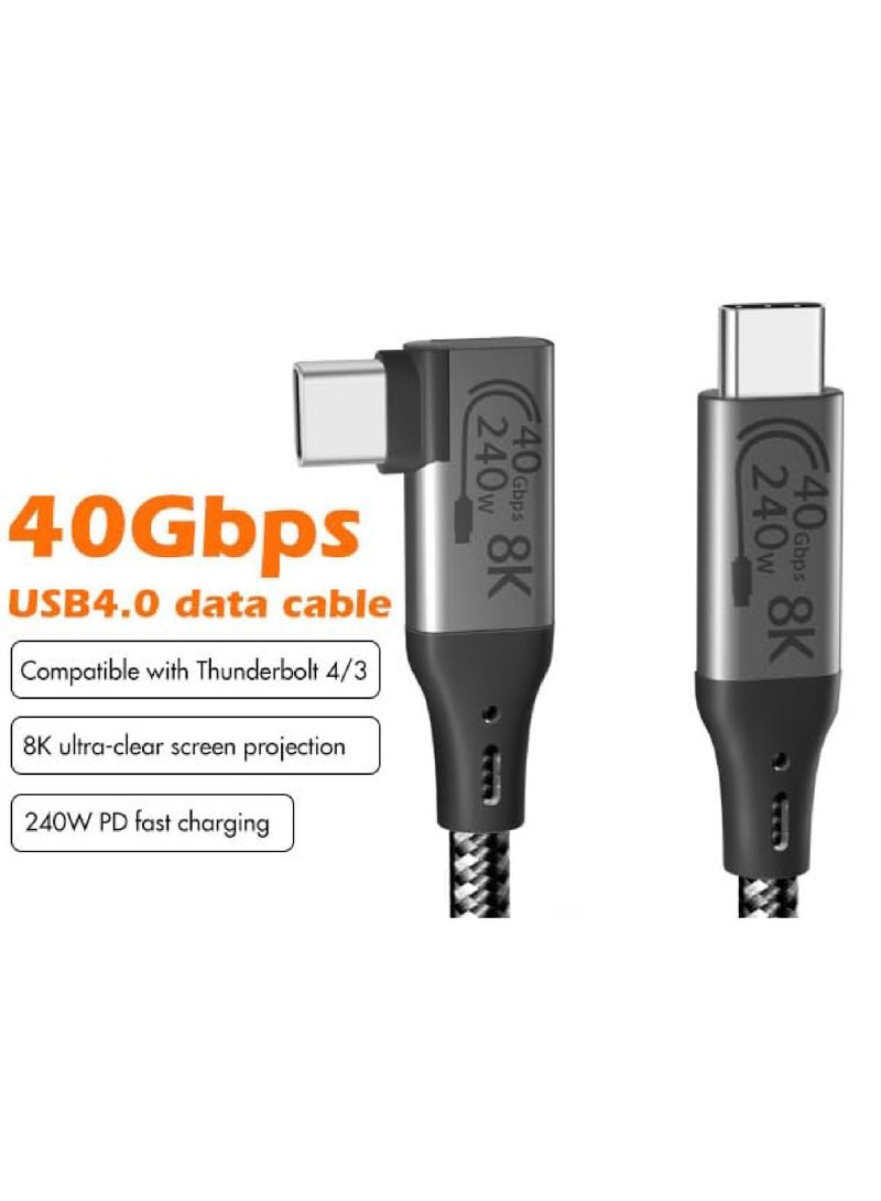 Rock Pow 3-Foot USB4 Cable Compatible with Thunderbolt 3 Thunderbolt 4 and USB-C - Supports 8K HD Display 40gbps Data Transfer 240W Charging - 90-Degree Right Angle USB-C - Image 5