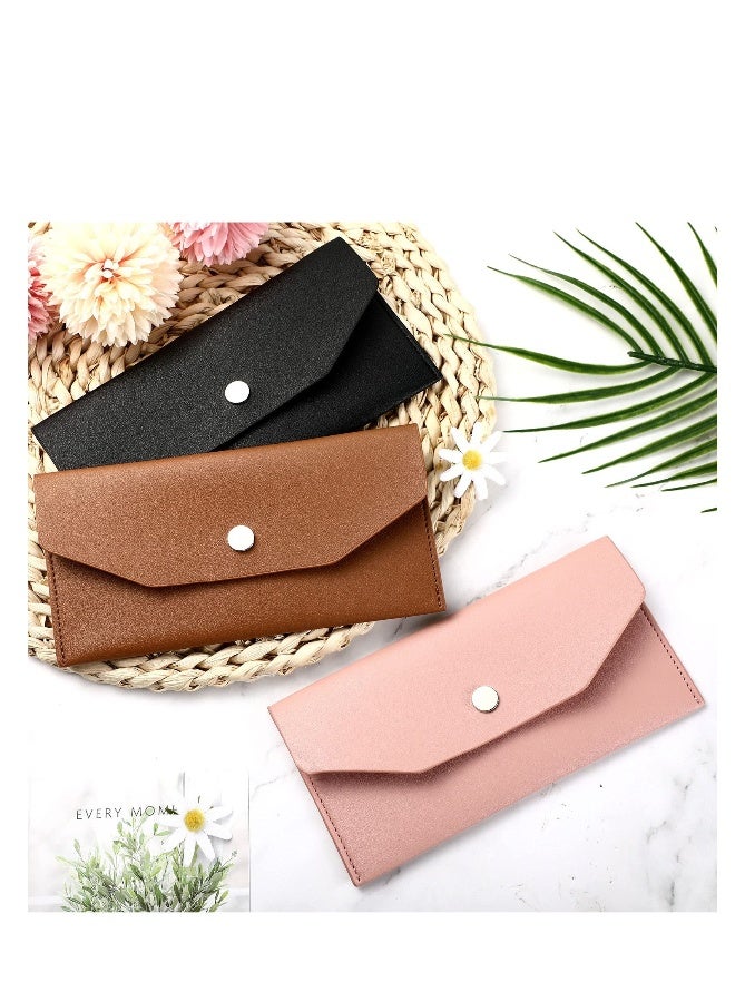 3-Piece PU Leather Cash Envelope Set - Reusable Money Pouches for Spring Festival, Weddings, Birthdays, Graduations, and Holidays (Available in Black and Camel Pink) - Image 2