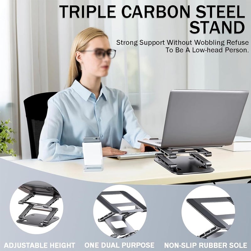 Laptop Riser,Ergonomic Laptop Stand,3-Tier Foldable Laptop Stand,Steel,Can Bear 4KG,Reading and Easy Carrying,for 10-17.3'' Inches Laptop - Image 3