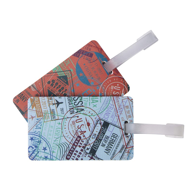Travelon Set of 2 Luggage Tags, Passport Stamps - Image 1