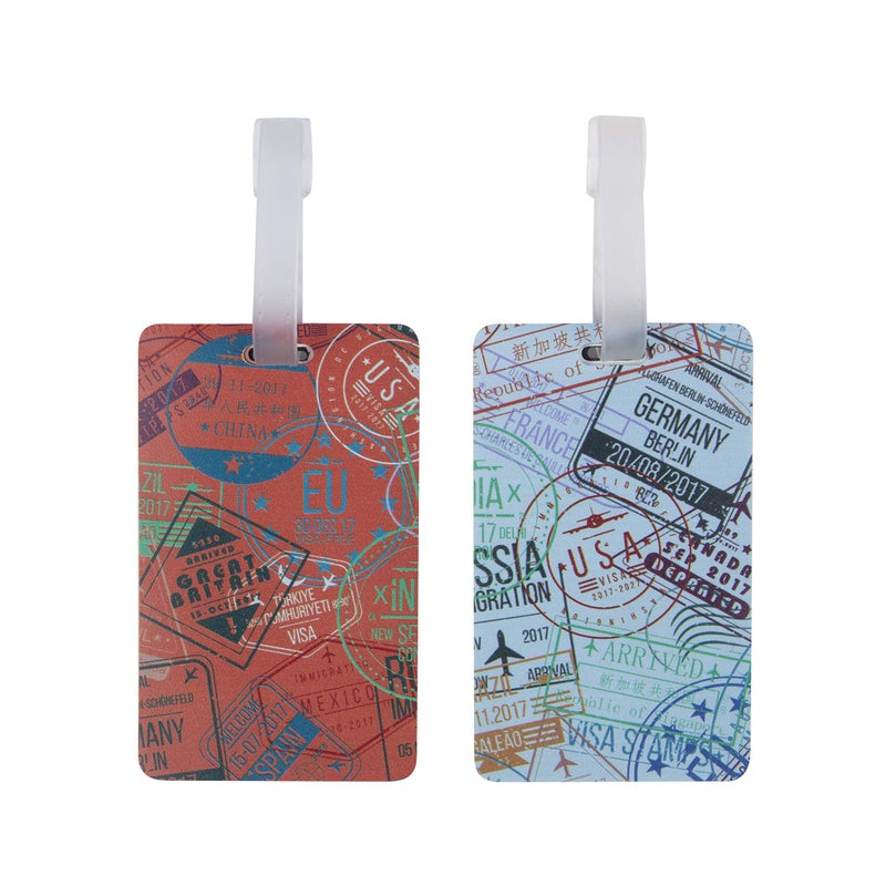 Travelon Set of 2 Luggage Tags, Passport Stamps - Image 5