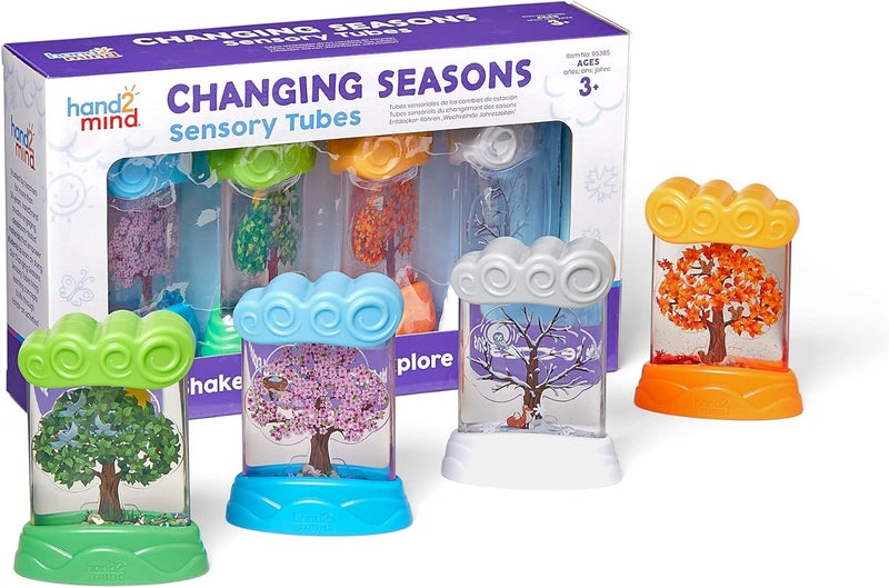 hand2mind hand2mind Changing Seasons Sensory Tubes Sensory Fidget Tubes Learning Weather for Kids Anxiety Calming Tools Occupational Therapy Toys Calm Down Corner Supplies Set of 4 95385  - Image 1