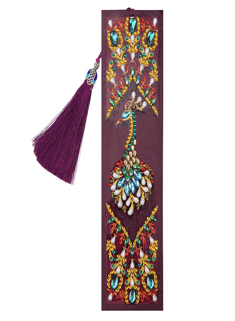5D Special Shaped Diamond Leather Book Marker with Tassel DIY Embroidery Crafts  - Image 1