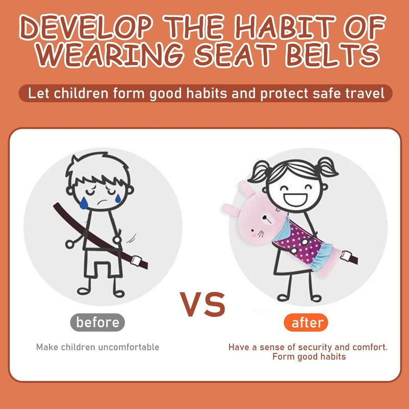 Resulzon Seat Belt Cover Pillow for Kids Car Seatbelt Cushion Shoulder Neck Support Protector Pad Soft Stuffed Plush Travel Vehicle Safety Belts Strap Pillow for Boys and Girls Headrest Bear - Image 5