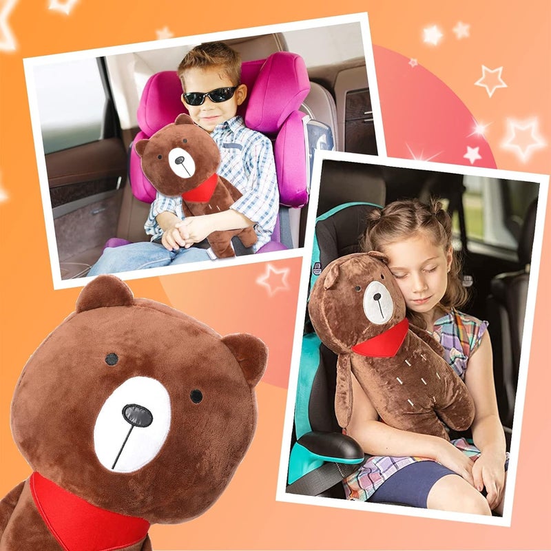 Resulzon Seat Belt Cover Pillow for Kids Car Seatbelt Cushion Shoulder Neck Support Protector Pad Soft Stuffed Plush Travel Vehicle Safety Belts Strap Pillow for Boys and Girls Headrest Bear - Image 4