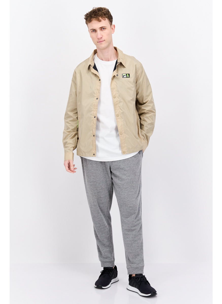 FILA Men Sportswear Fit Notched Neck Long Sleeve Outdoor Jacket, Taupe  - Image 2