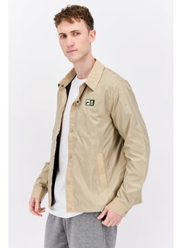 FILA Men Sportswear Fit Notched Neck Long Sleeve Outdoor Jacket, Taupe  - Image 3