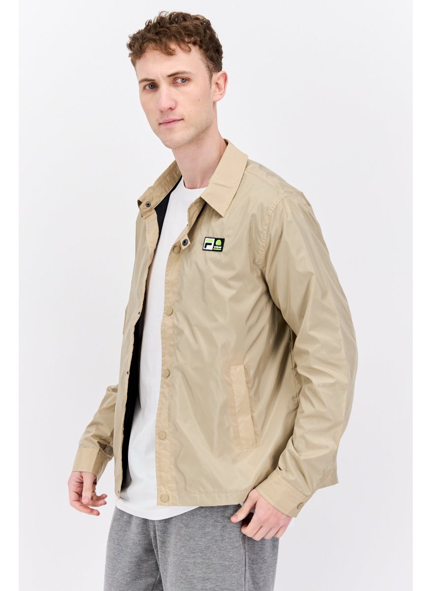FILA Men Sportswear Fit Notched Neck Long Sleeve Outdoor Jacket, Taupe  - Image 3