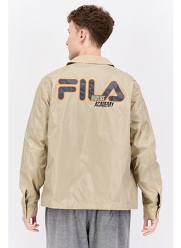 FILA Men Sportswear Fit Notched Neck Long Sleeve Outdoor Jacket, Taupe  - Image 4