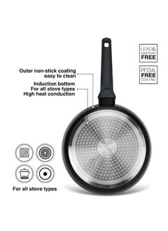 FERRO Fissman Frying Pan Ferro 22x5.0Cm with Induction Bottom Premium Non Stick Fry Pan Ideal for Searing Frying and Cooking Durable & Stylish Cookware for All Heat Sources (Aluminium With Non Stick Coating)  - Image 5