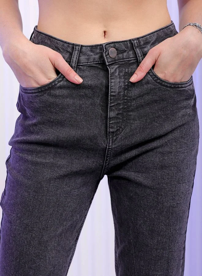 Freehand Women Straight Fit Solid High-Rise Jeans