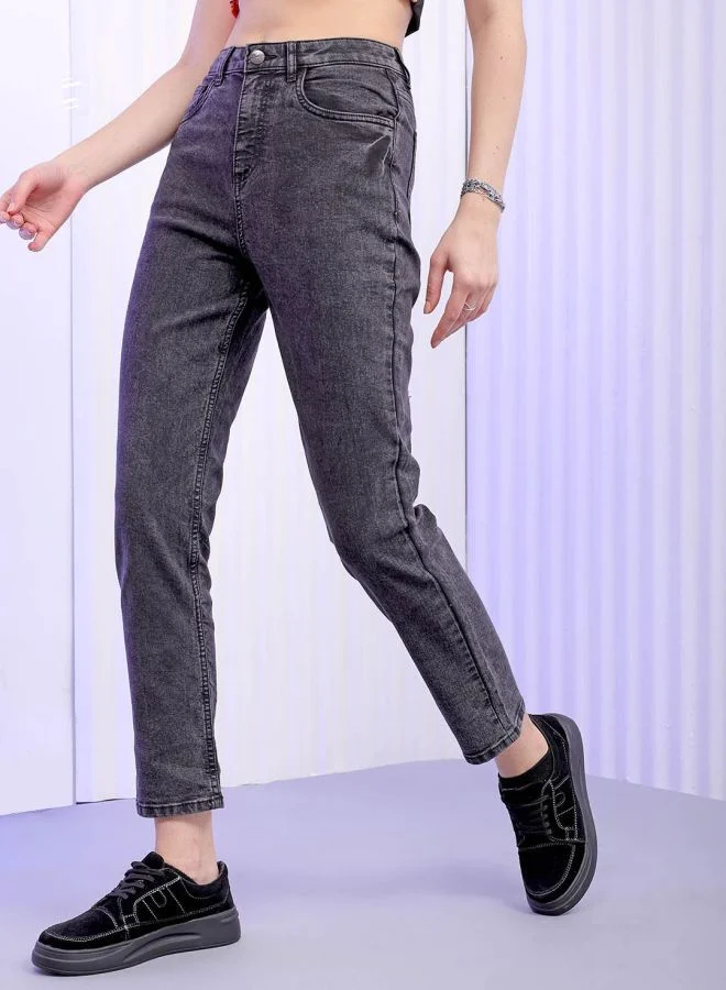 Freehand Women Straight Fit Solid High-Rise Jeans