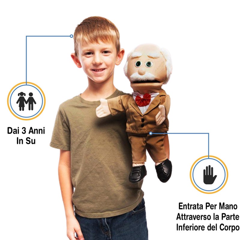 Silly Puppets 14" Pops, Peach Grandfather, Hand Puppet - Image 4