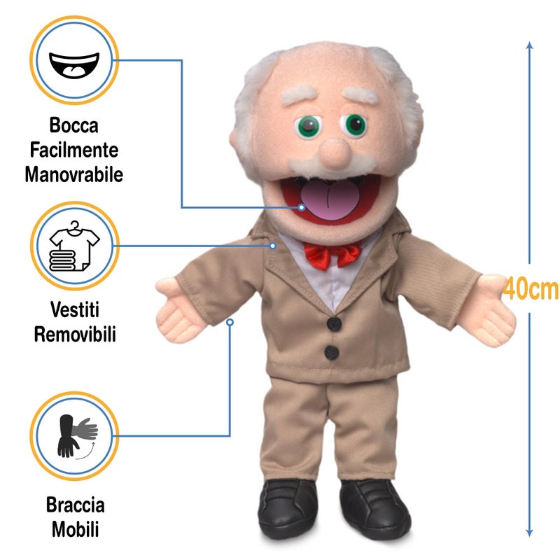 Silly Puppets 14" Pops, Peach Grandfather, Hand Puppet - Image 5