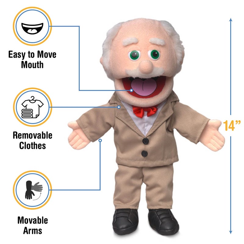 Silly Puppets 14" Pops, Peach Grandfather, Hand Puppet - Image 3