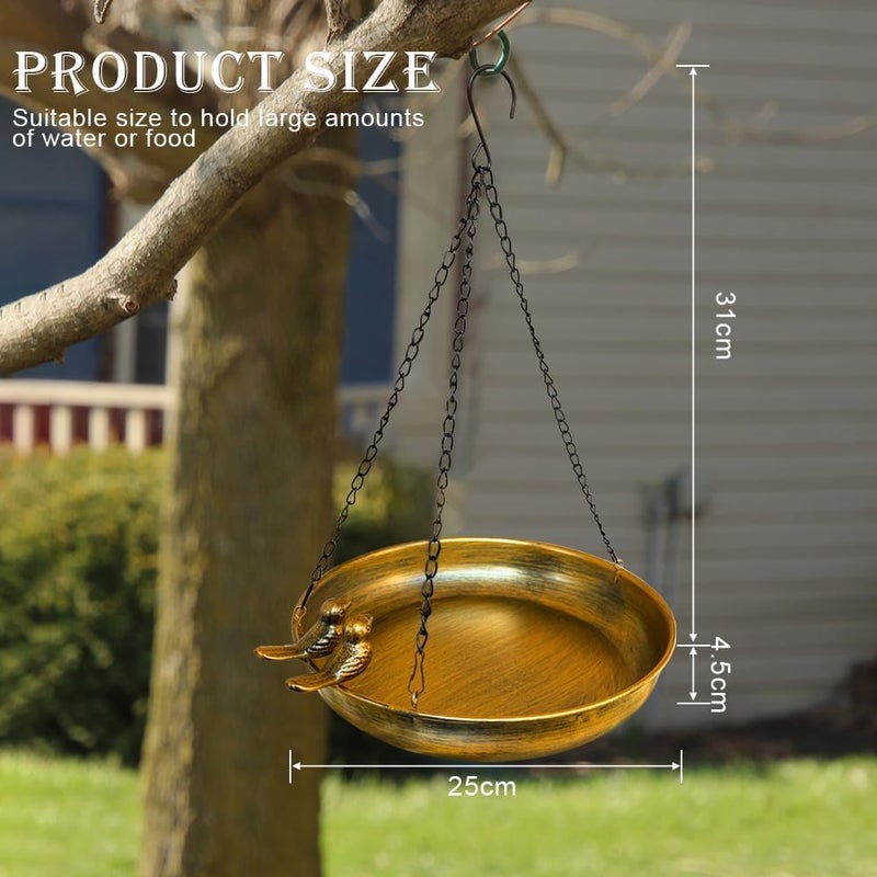 Bseical Hanging Bird Feeder Metal Bird Bath Water Bath Bird Feeder House for Birds Feeding Station for Year-Round Bird Bath Hanging for Wild Birds in the Garden - Image 2