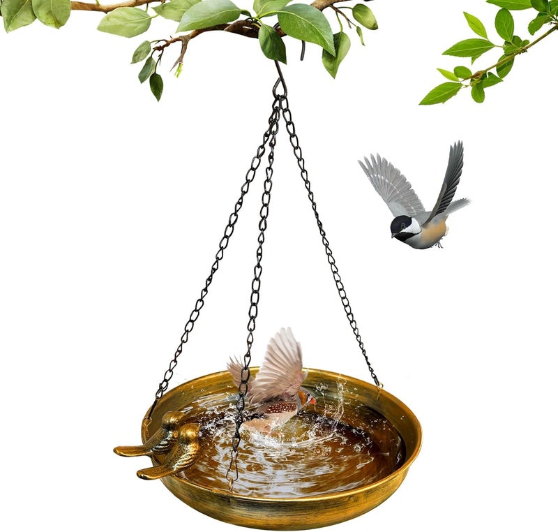 Bseical Hanging Bird Feeder Metal Bird Bath Water Bath Bird Feeder House for Birds Feeding Station for Year-Round Bird Bath Hanging for Wild Birds in the Garden - Image 1