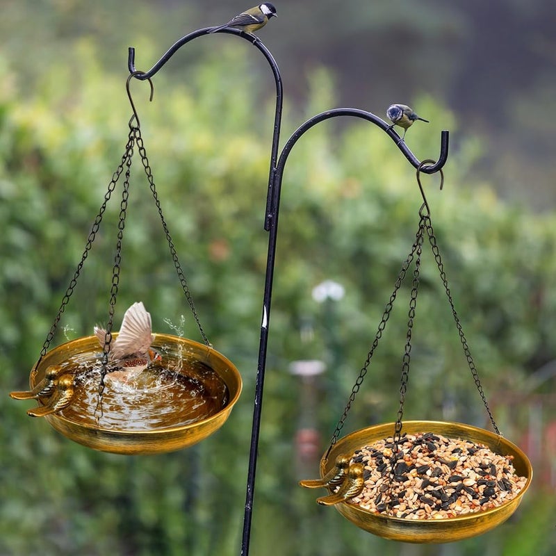 Bseical Hanging Bird Feeder Metal Bird Bath Water Bath Bird Feeder House for Birds Feeding Station for Year-Round Bird Bath Hanging for Wild Birds in the Garden - Image 3