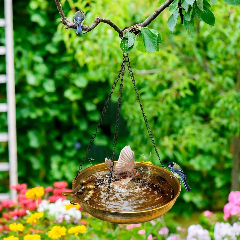 Bseical Hanging Bird Feeder Metal Bird Bath Water Bath Bird Feeder House for Birds Feeding Station for Year-Round Bird Bath Hanging for Wild Birds in the Garden - Image 4