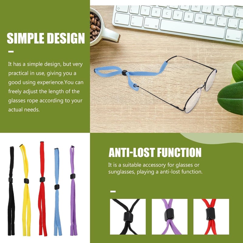 5pcs Wear-resistant Replaceable Glasses Straps with Ethnic Style for Anti-slip Eyeglass Holders, Portable Eyewear Retainers in Red, Yellow, Purple, Black, Light Blue for Daily Use - Image 2