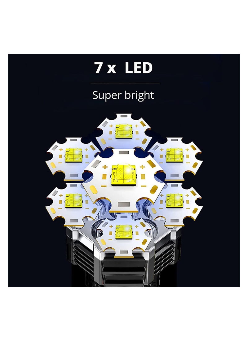 Y&D Super Bright LED Torch, Handheld Rechargeable Flashlight Camping Lantern Searchlight with Handle for Hunting Hiking Black  - Image 3