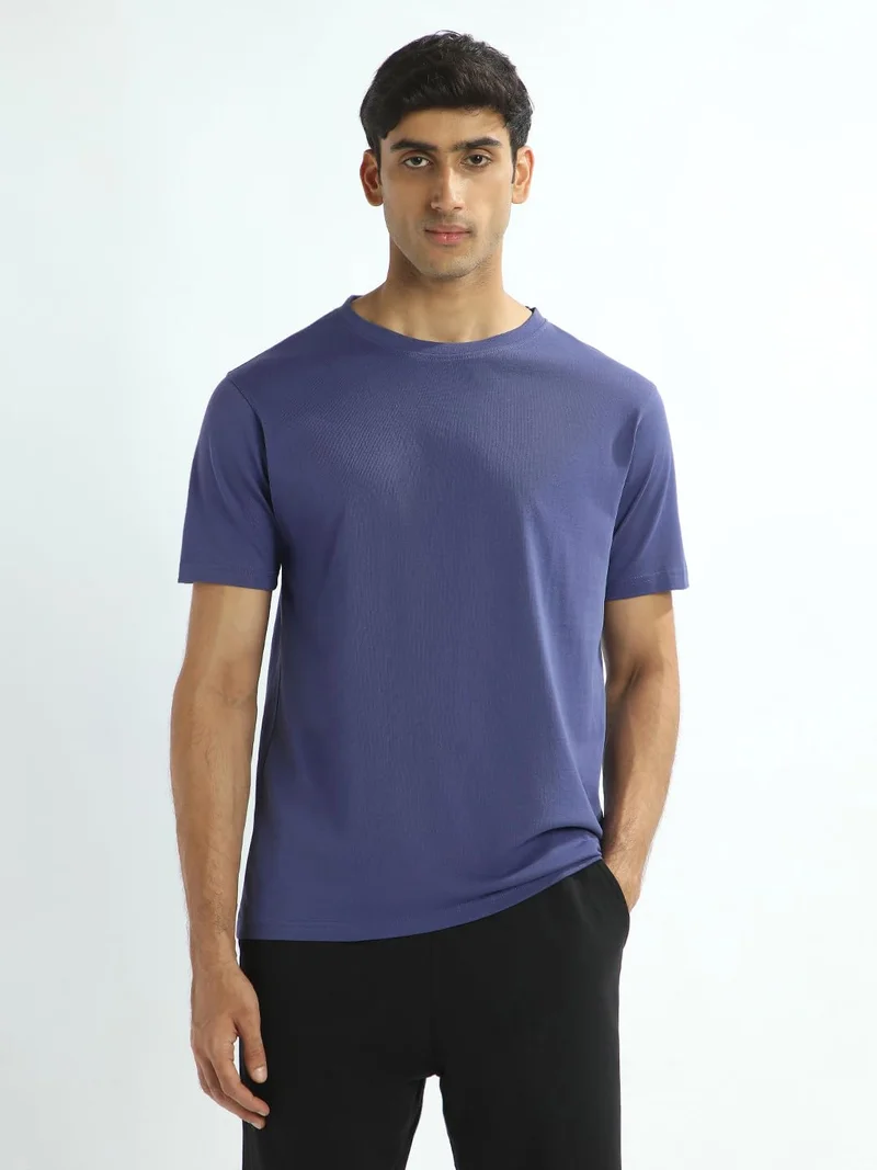 نوبيرو Men's Cotton Regular Fit T-Shirt in Blue