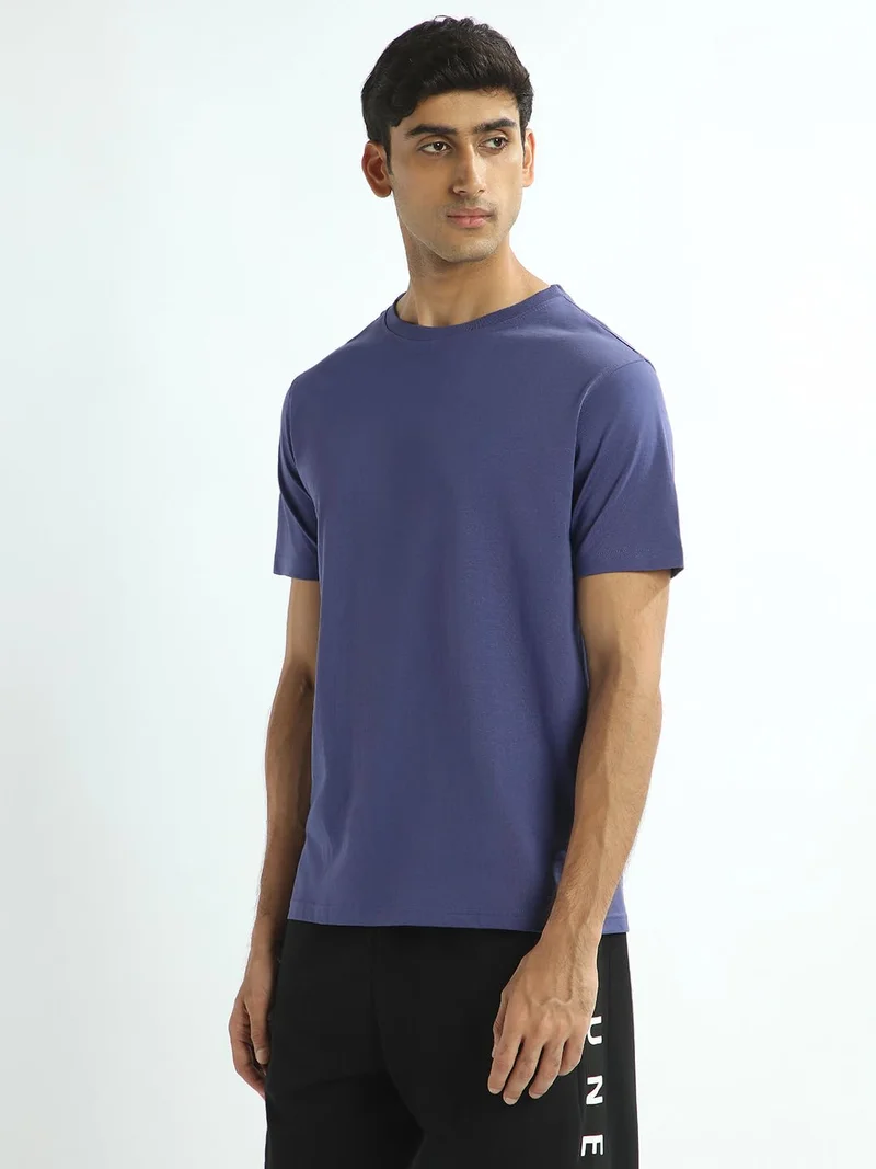 نوبيرو Men's Cotton Regular Fit T-Shirt in Blue