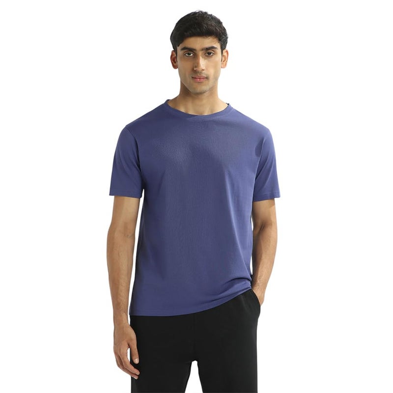 NOBERO Men's Cotton Regular Fit T-Shirt in Blue - Image 1
