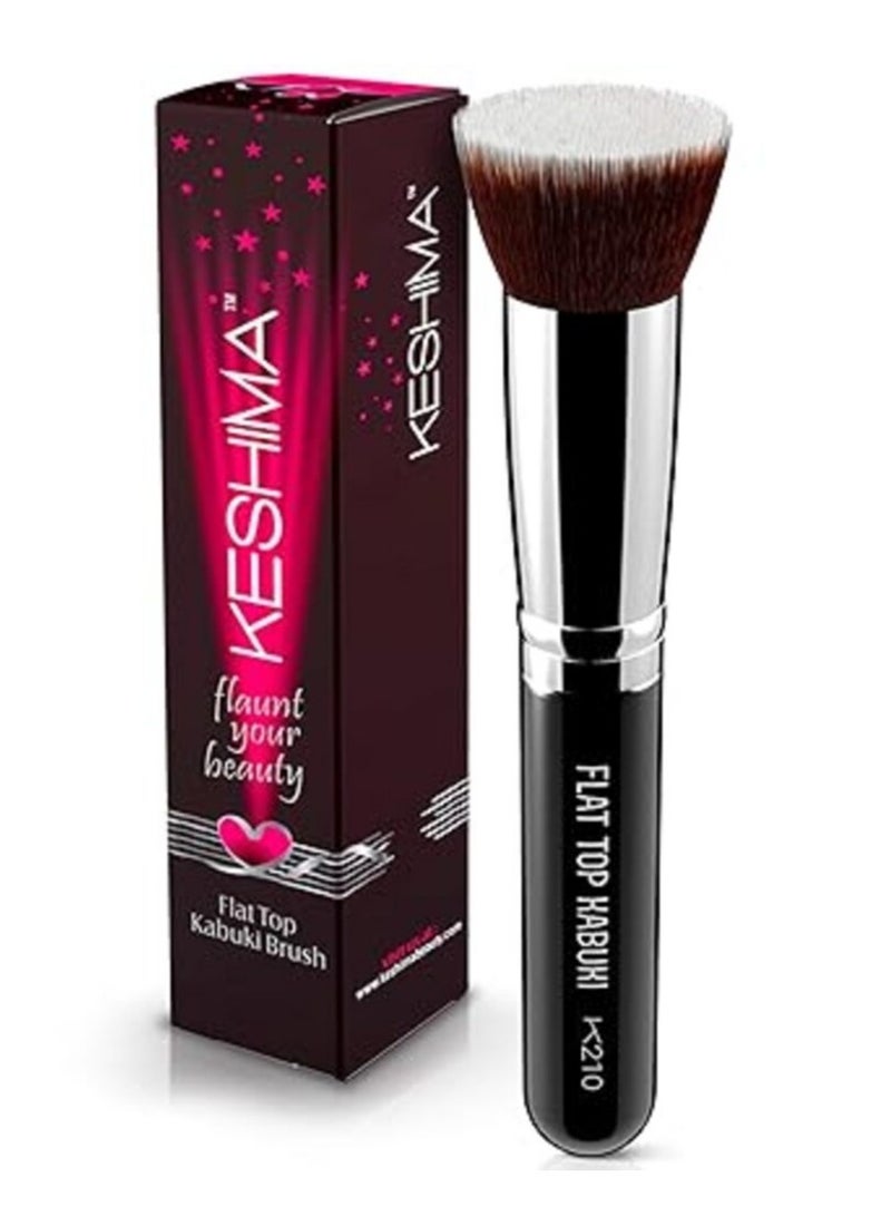 Flat Top Kabuki Foundation BrushPremium Makeup Brush for Liquid, Cream, and Powder - Buffing, Blending, and Face - 1.2" Top Diameter
