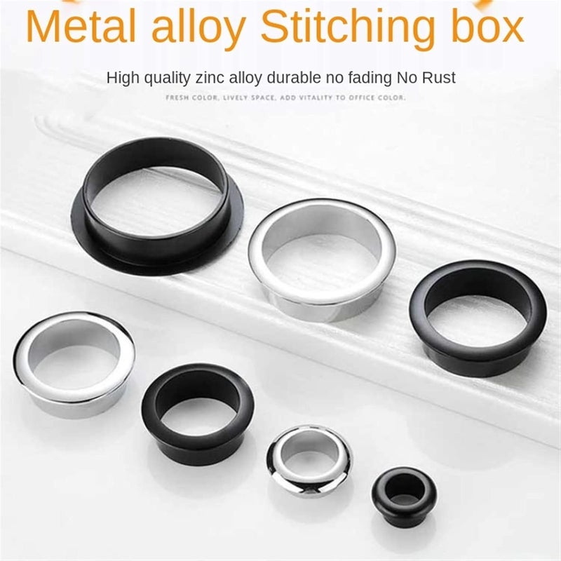 Desk Cable Grommets, 2 pcs Zinc Alloy Round Cover Table Cable Outlet Grommet Cabinet Vent Hole Decorative Desk Wire Holder Furniture Hardware(Black+white,50mm) - Image 5