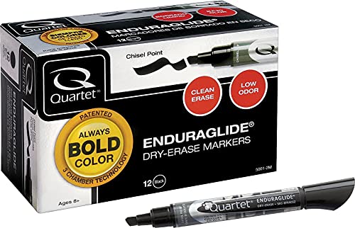 Quartet Dry Erase Markers, Whiteboard Markers, Chisel Tip, EnduraGlide, White Board Dry Erase Pens for Teachers, Home School & Office Supplies, Black, 12 Pack (5001-2M) - Image 2