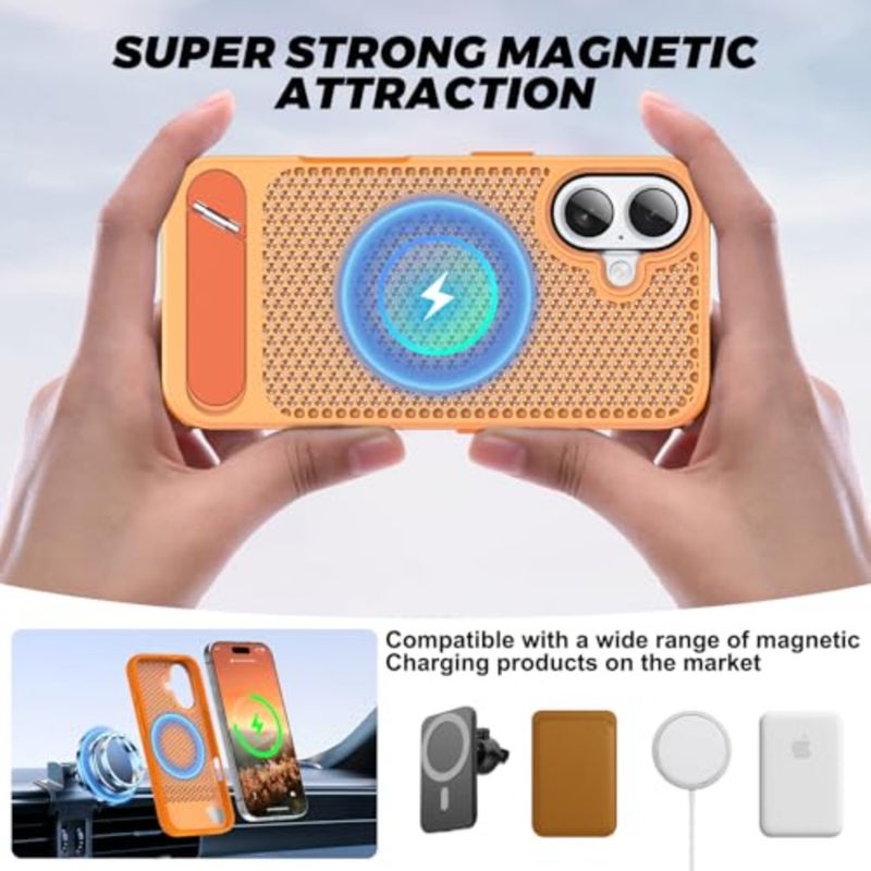 for Magnetic Heat Dissipation case for, for MagSafe, Coolingf Drop Protection, Adjustable Kickstand case, Ice Armour Cool Matte Material - Image 4