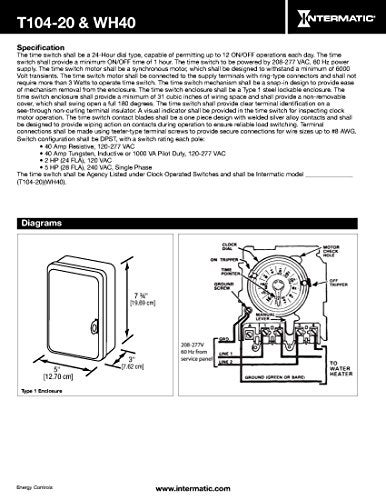 Intermatic مؤقت سخان الماء الكهربائي Intermatic WH40، رمادي - Image 4