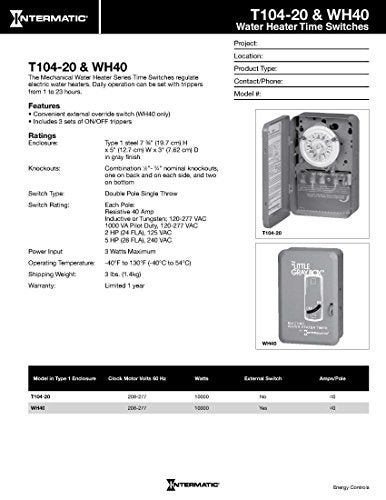 Intermatic مؤقت سخان الماء الكهربائي Intermatic WH40، رمادي - Image 3