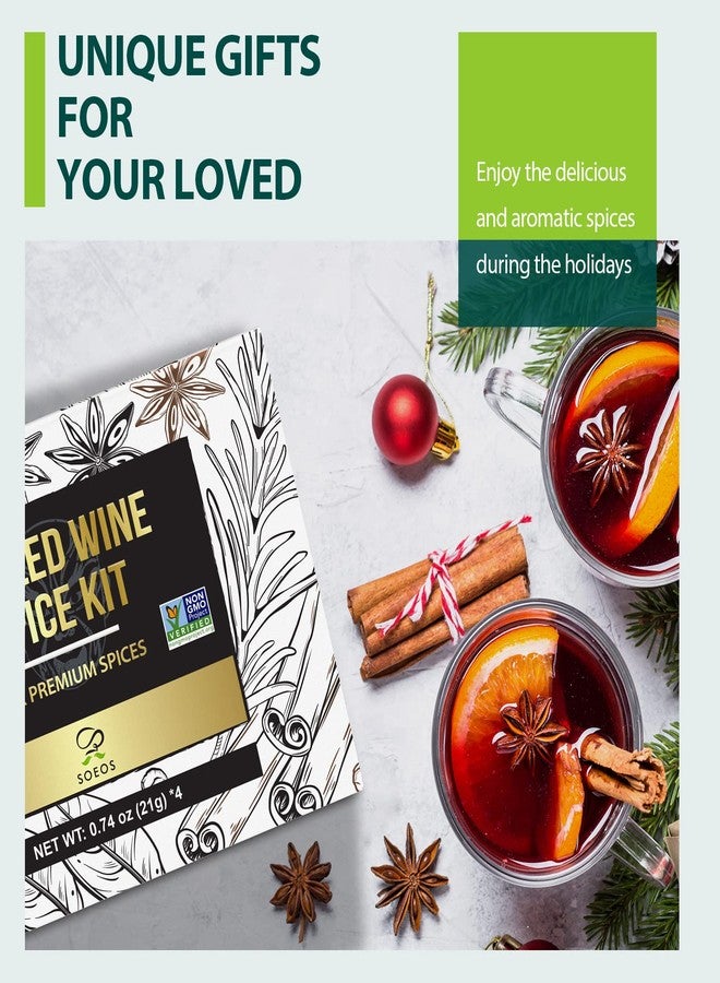 Soeos Mulled Wine Spice Kit, 2.96 oz (0.74 oz*4), Six Premium Spices, Mulled, Wine Spice Kit, Cooking Gadgets Holiday Gifts, Wine Gifts for Women, Christmas Gift Ideas - Image 3