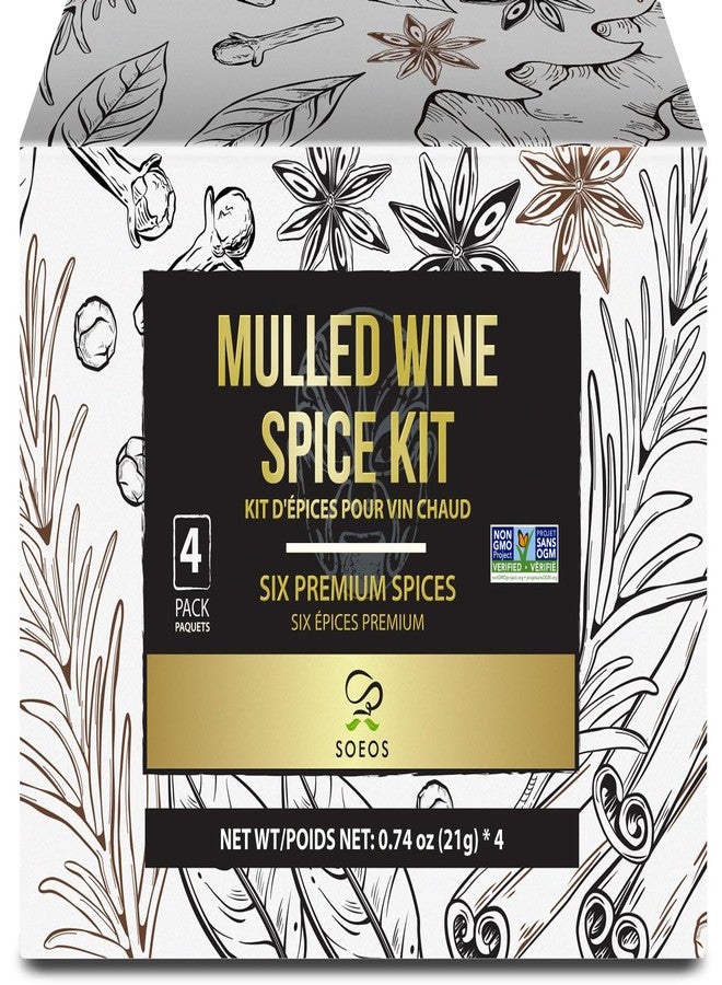 Soeos Mulled Wine Spice Kit, 2.96 oz (0.74 oz*4), Six Premium Spices, Mulled, Wine Spice Kit, Cooking Gadgets Holiday Gifts, Wine Gifts for Women, Christmas Gift Ideas - Image 1