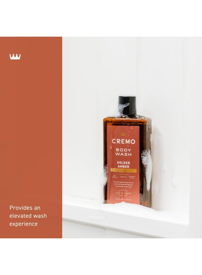 Cremo Rich-Lathering Golden Amber Body Wash for Men, Notes of Red Currant, Pineapple, Ambergris and Moss, 16 Fl Oz