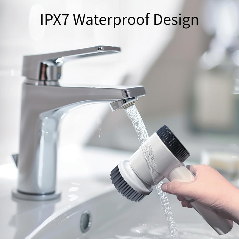 Fitto Electronic Cleaning Brush for Bathroom & Kitchen | LED Display, 5 Brush Heads, 3 Cleaning Modes | Powerful Scrubber for Tough Stains | Multipurpose Cordless Cleaner for Home Surfaces - Image 4