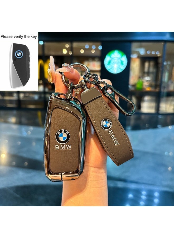 BMW Key Cover Compatible with 5 Series 530li/525li, 3 Series, 7 Series, X1/X5/X7 - Red Leather Rope Buckle - Image 1