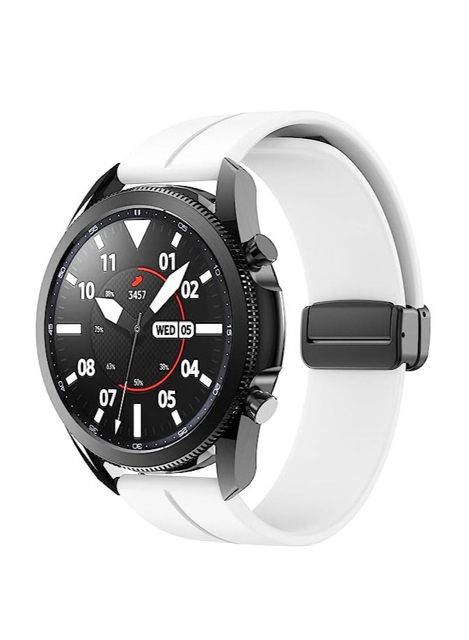 20mm Silicone Strap With Magnetic Folding Buckle For Galaxy Watch 5 Pro 45mm Watch 5 44/40mm White - Image 4