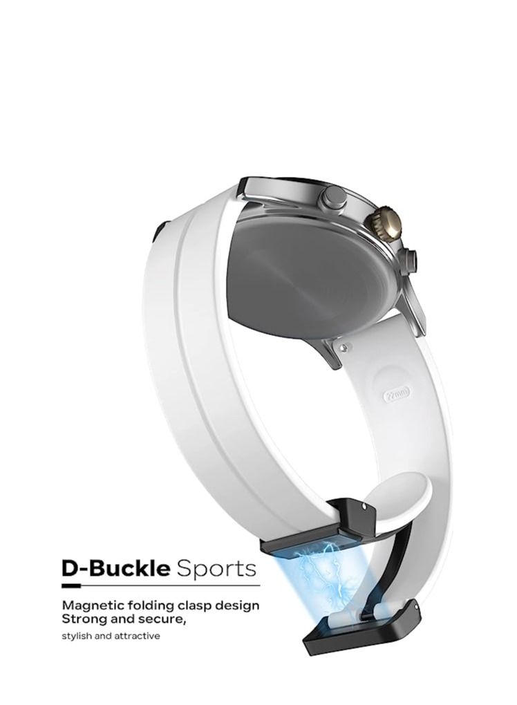 20mm Silicone Strap With Magnetic Folding Buckle For Galaxy Watch 5 Pro 45mm Watch 5 44/40mm White - Image 3