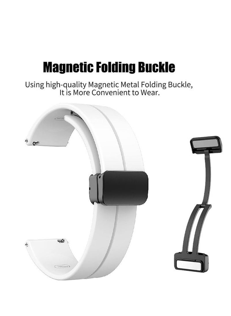 20mm Silicone Strap With Magnetic Folding Buckle For Galaxy Watch 5 Pro 45mm Watch 5 44/40mm White - Image 2