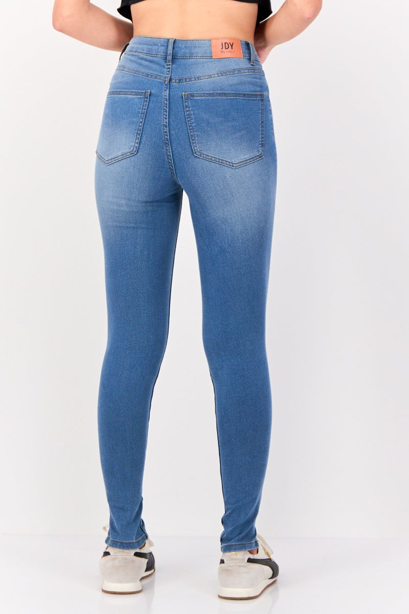 ONLY Jdy By Only Women Skinny Fit Solid Stretchable Jeans, Blue - Image 3