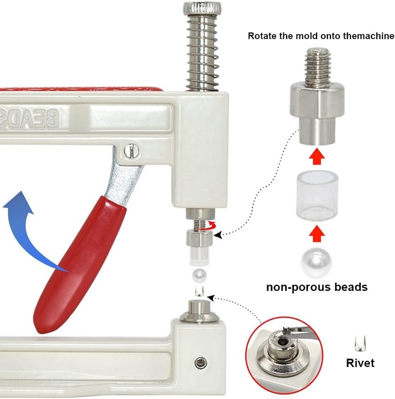 Kwizy Pearl Beads Setting Punching Machine Hand Press for Fabric Dress Clothes Craft DIY Hand Tools Pack of 1 Machine - Image 2