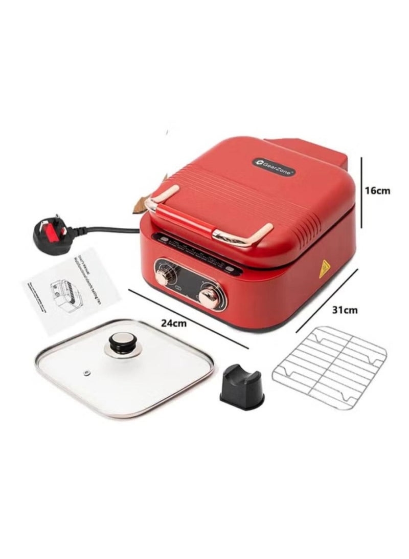 DENX DX3421 Electric Multi‑Cooker & Grill – 1800 W, 2.5 L, Non‑Stick Red - Image 2