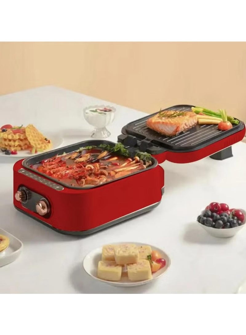 DENX DX3421 Electric Multi‑Cooker & Grill – 1800 W, 2.5 L, Non‑Stick Red - Image 3