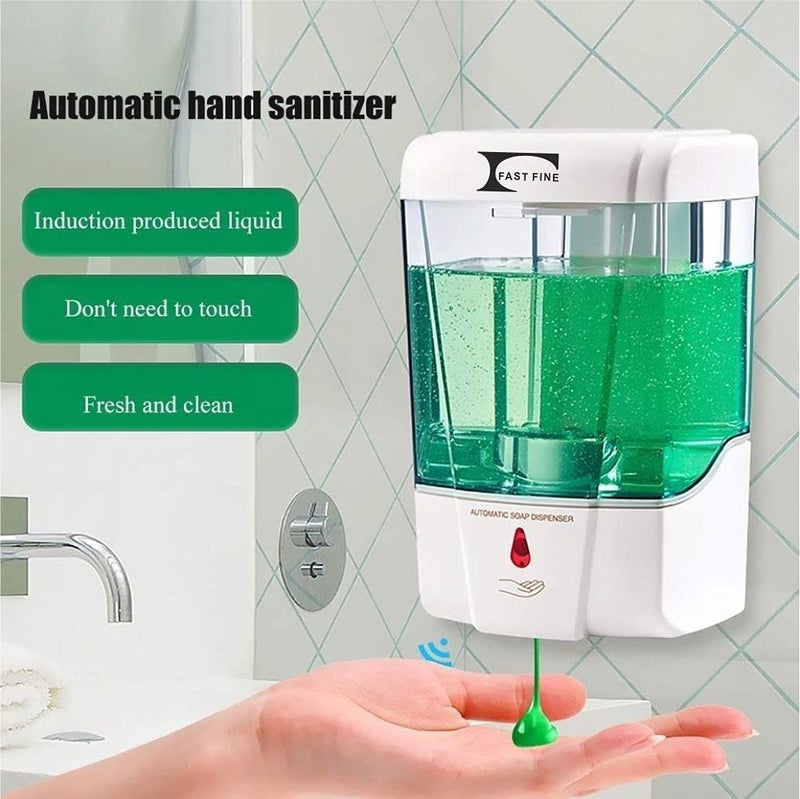 Fast Fine Automatic Liquid Soap Shampoo Hand Wash Lotion Conditioner Sanitizer Gel Dispenser Machine wall mounted sensor touch less for Home Office Kitchen Use Capacity 700 ml ABS White and Glass Finish Heavy Duty Product Pack of 1 - Image 2