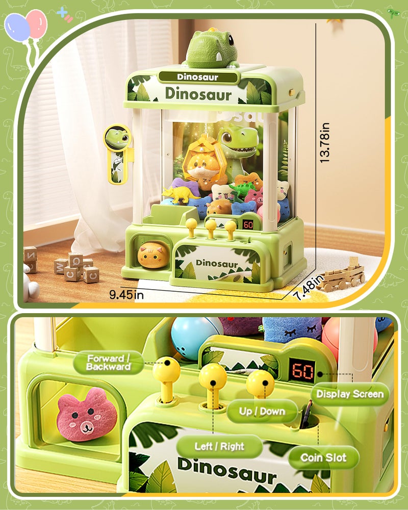 STACTCUTE 78PCS Large Dinosaur Claw Machine for Kids, No Assembly Required - Electronic Arcade Game with Music & Lights, Vending Machine Toy Prize Dispenser - Birthday Gift for Boys & Girls Age 3+ - Image 5