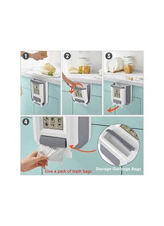 X spring Hanging Kitchen Trash Can 9L Plastic Collapsible Trash Can With A Pack Garbage Bag Foldable Simple Garbage Can With Garbage Bag Storage For Cabinet Kitchen Bedroom Bathroom White  - Image 3
